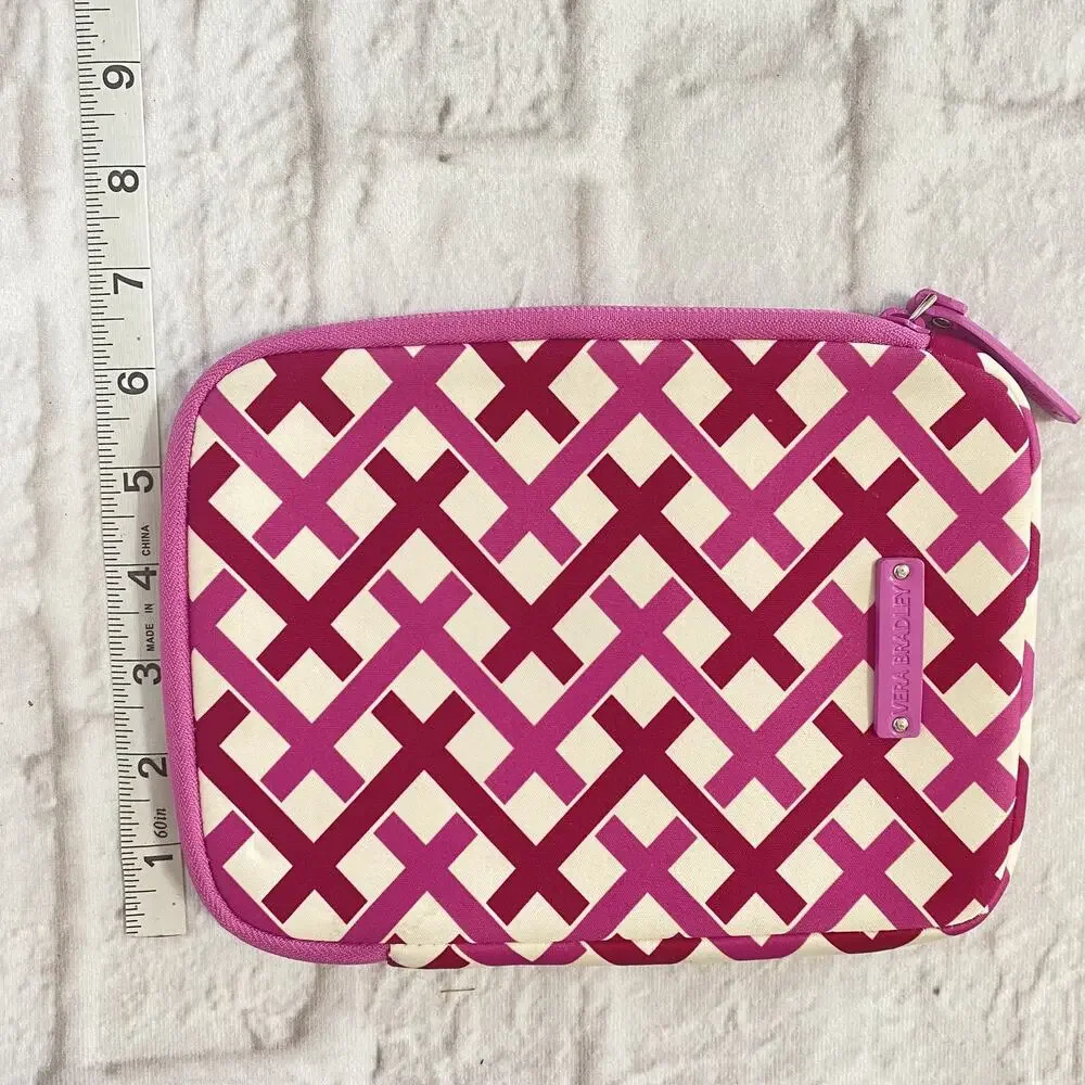 Vera Bradley Tablet iPad Mini Sleeve Case Zip Around 6” x 8 1/2” Pink weave